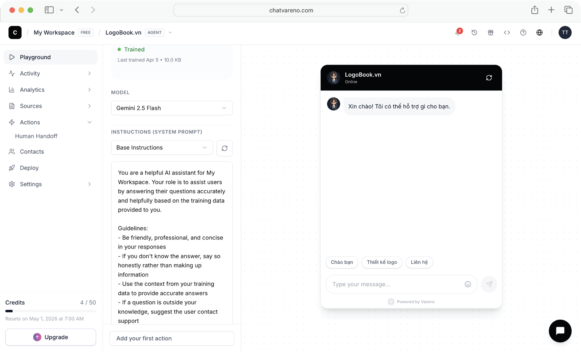 Chatvareno App Interface