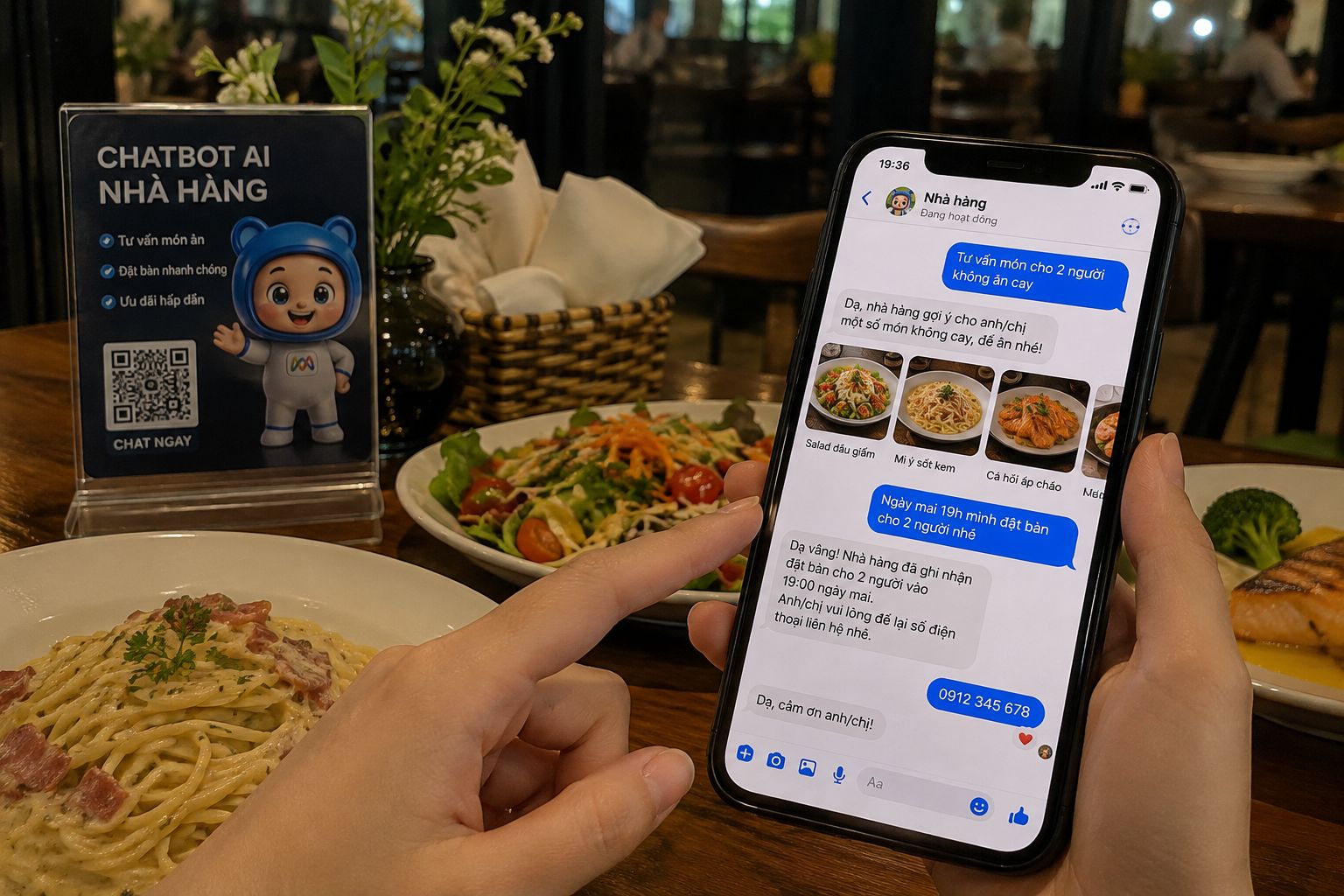 Chatbot AI nhà hàng hỗ trợ tư vấn món ăn và chăm sóc khách hàng